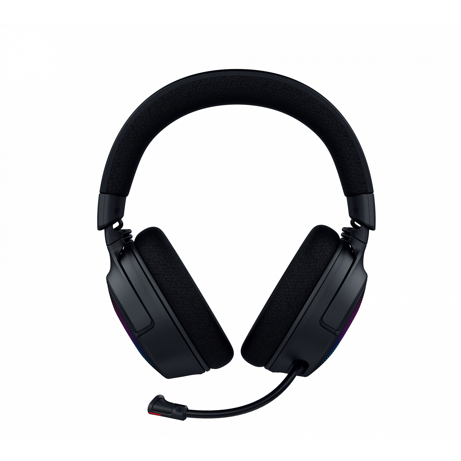 Zwarte headset op witte achtergrond.