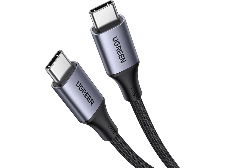 UGREEN USB-C 240W Örgülü Hızlı Şarj Kablosu 1 m Siyah