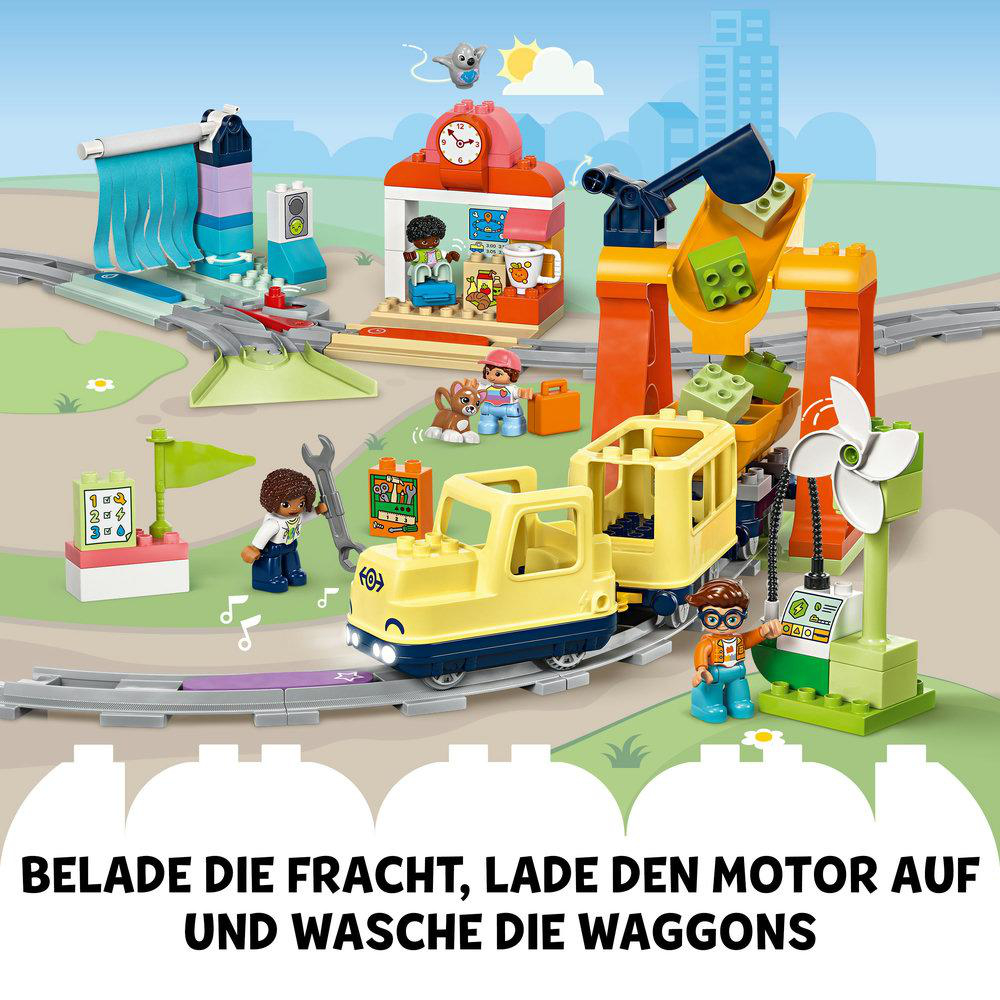 Ein Lego Duplo Set eines Gemeinschaftszuges.