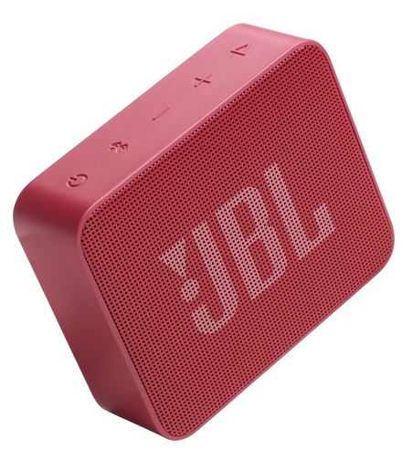 Czerwony głośnik JBL Go 2, pod kątem.