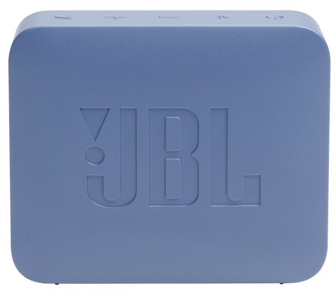 Niebieski głośnik JBL z logo JBL widocznym z przodu.