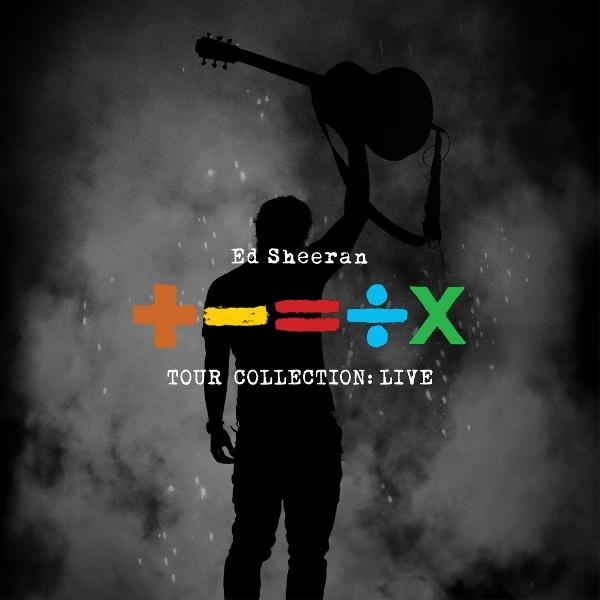 Ed Sheeran sziluettje gitárral és matematikai szimbólumokkal: +, =, ÷, x.