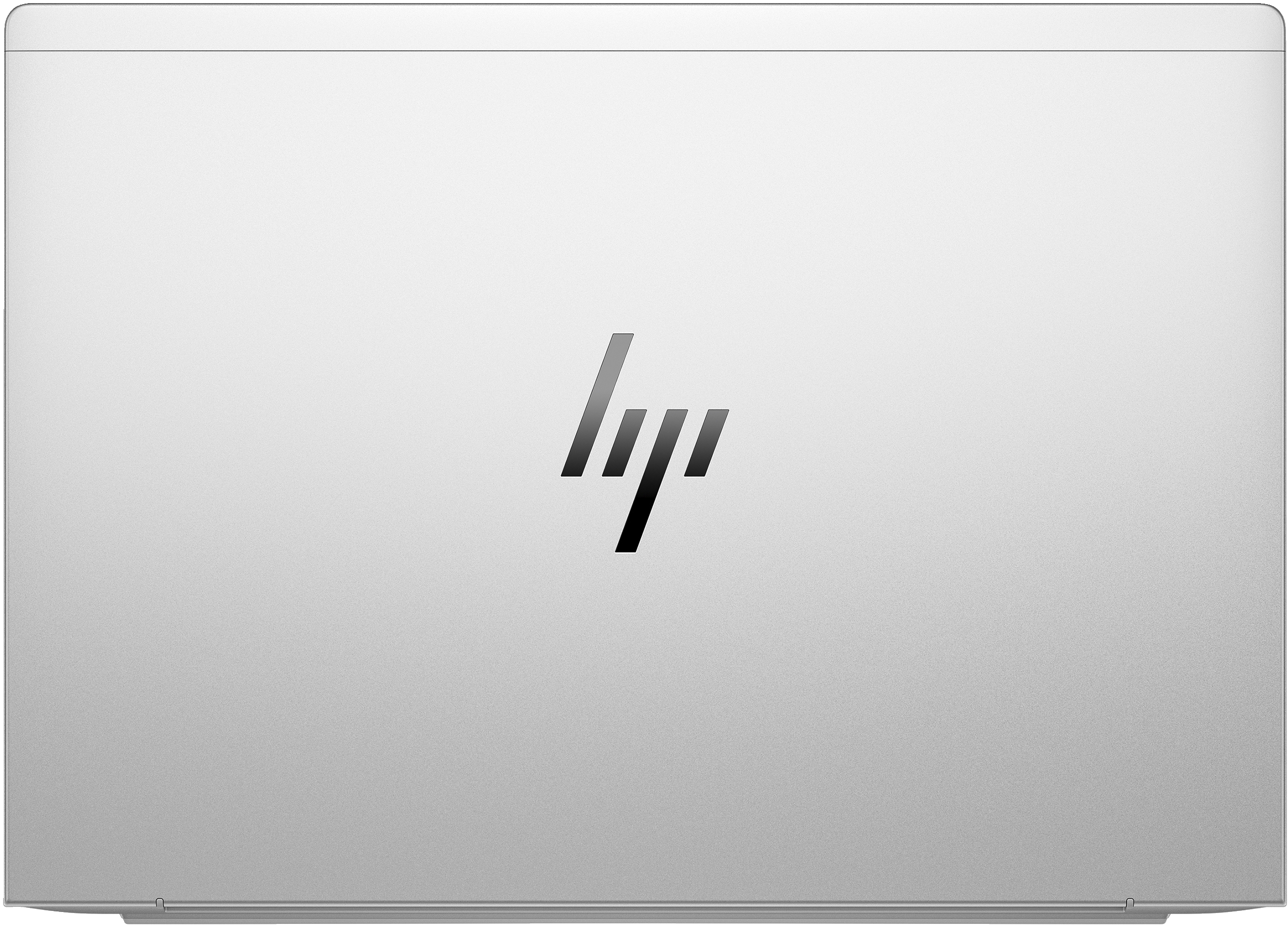 Silberner Laptop mit HP-Logo auf dem geschlossenen Deckel.