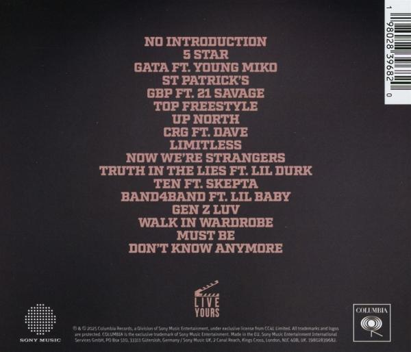 Die Rückseite eines Musikalbums mit Songtiteln.