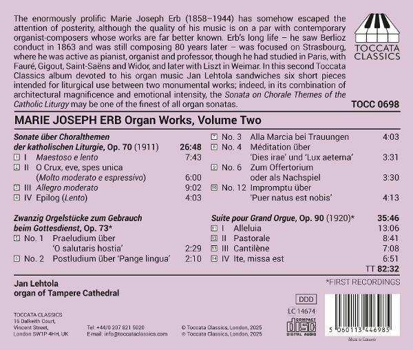 CD-Cover von Marie Joseph Erbs Orgelwerken, Band Zwei. Enthält Noten.