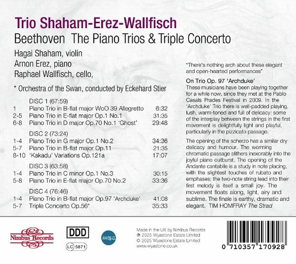 Ein CD-Cover mit den Klaviertrios und dem Tripelkonzert von Beethoven, gespielt vom Trio Shaham-Erez-Wallfisch.