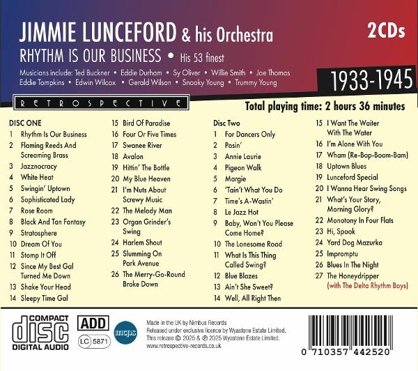 Rückseite einer CD, mit Titelliste und weiteren Details.
