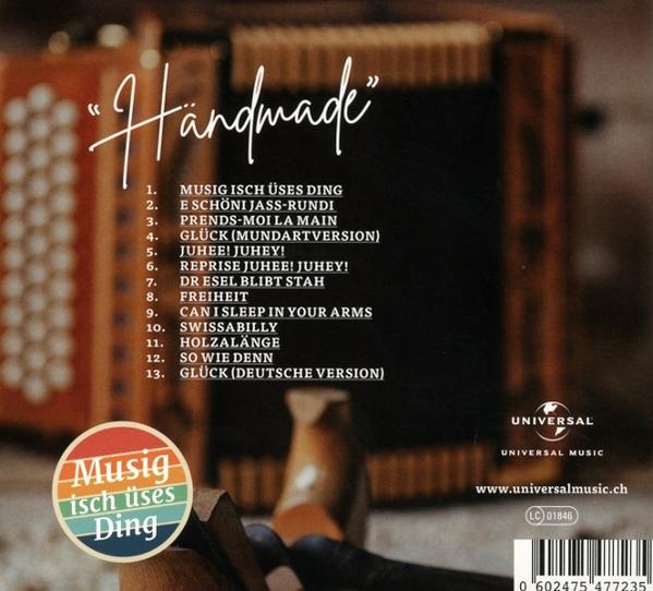 CD-Hülle hinten mit einer Titelliste und einem Musiklabel-Logo.