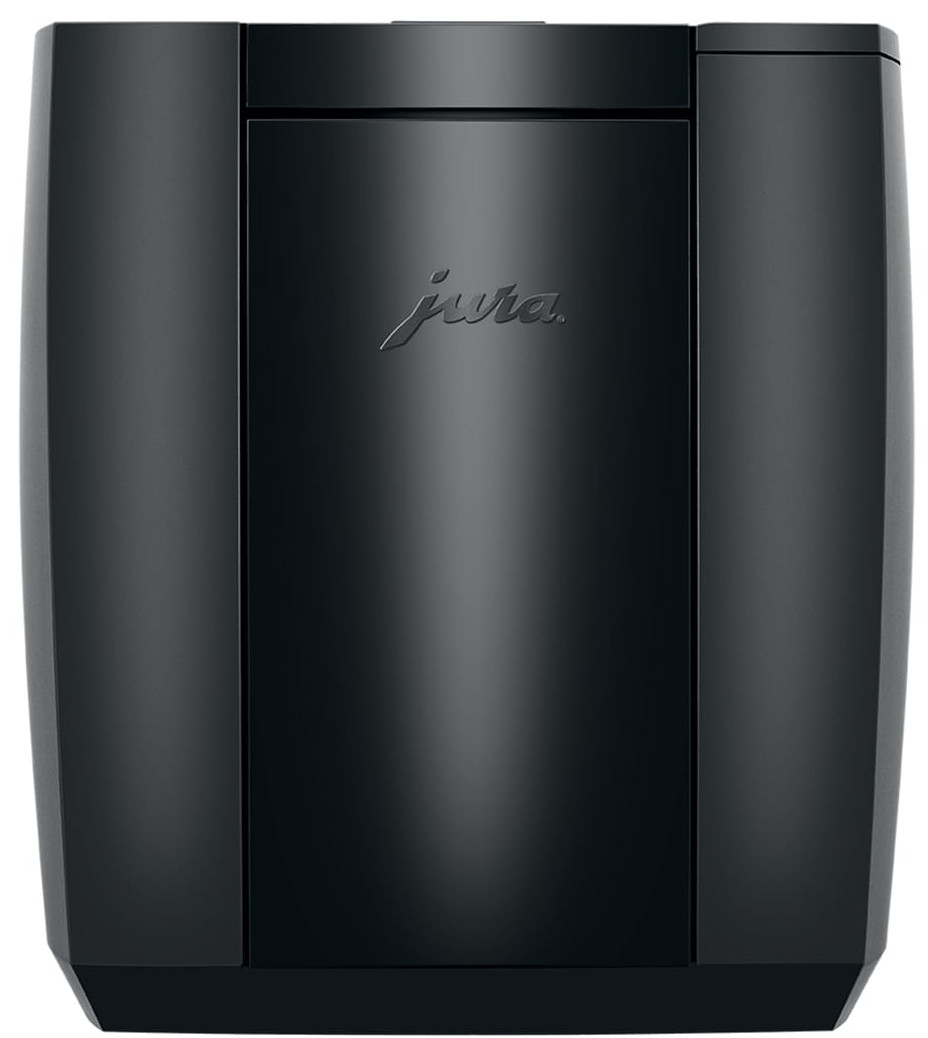 Czarny ekspres do kawy Jura. Logo marki widoczne na przodzie.