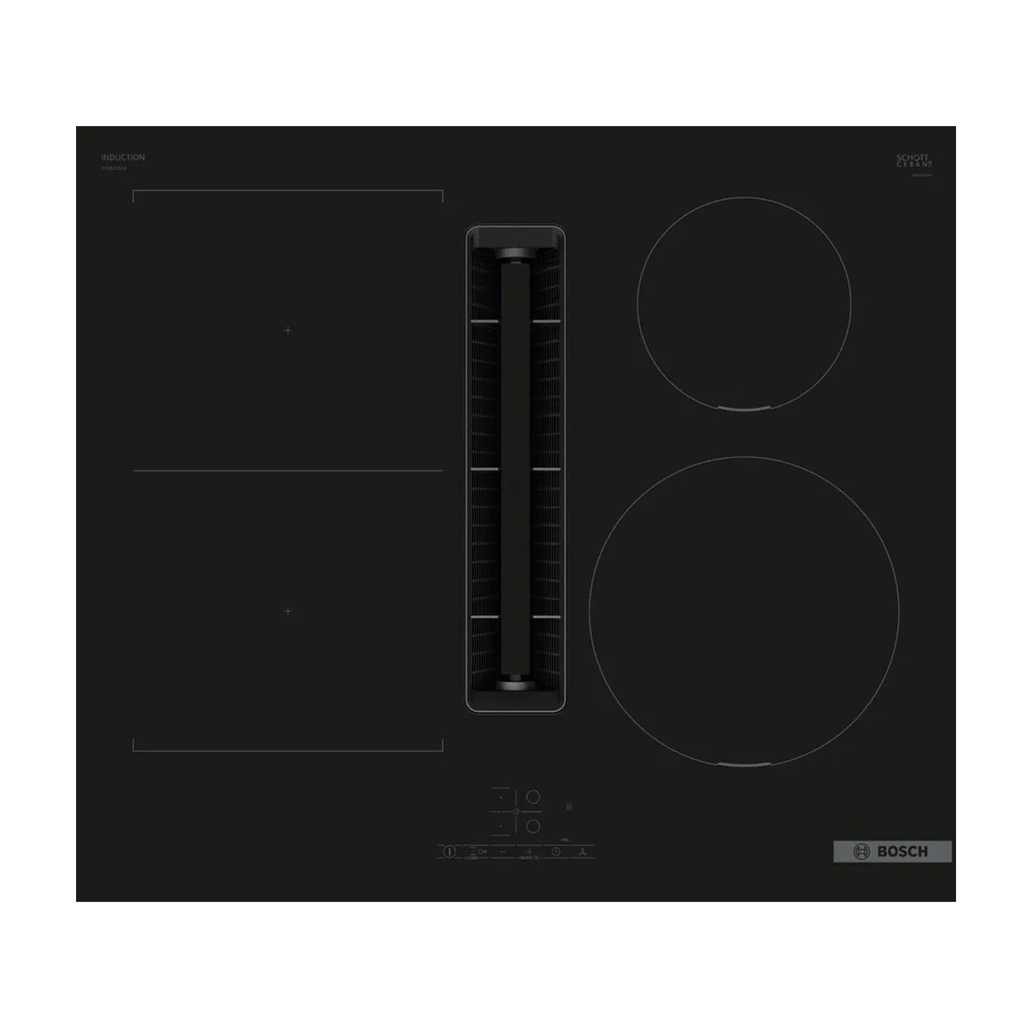 Bosch Pvs611B16E Piano Cottura A Induzione, 4 zone di cottura, dimensioni: L 59,2 cm, P 52,2 piano in Vetroceramica, Nero