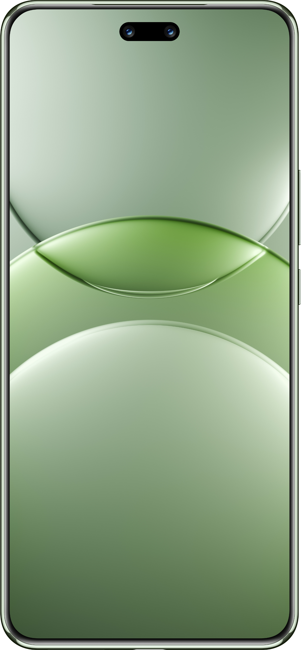 Zielony telefon z notchem. Ma zielony gradient na plecach i przedni ekran.