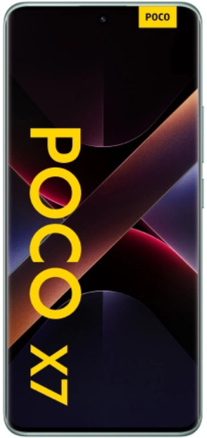 Czarny smartfon, POCO X7, z dużym wyświetlaczem.