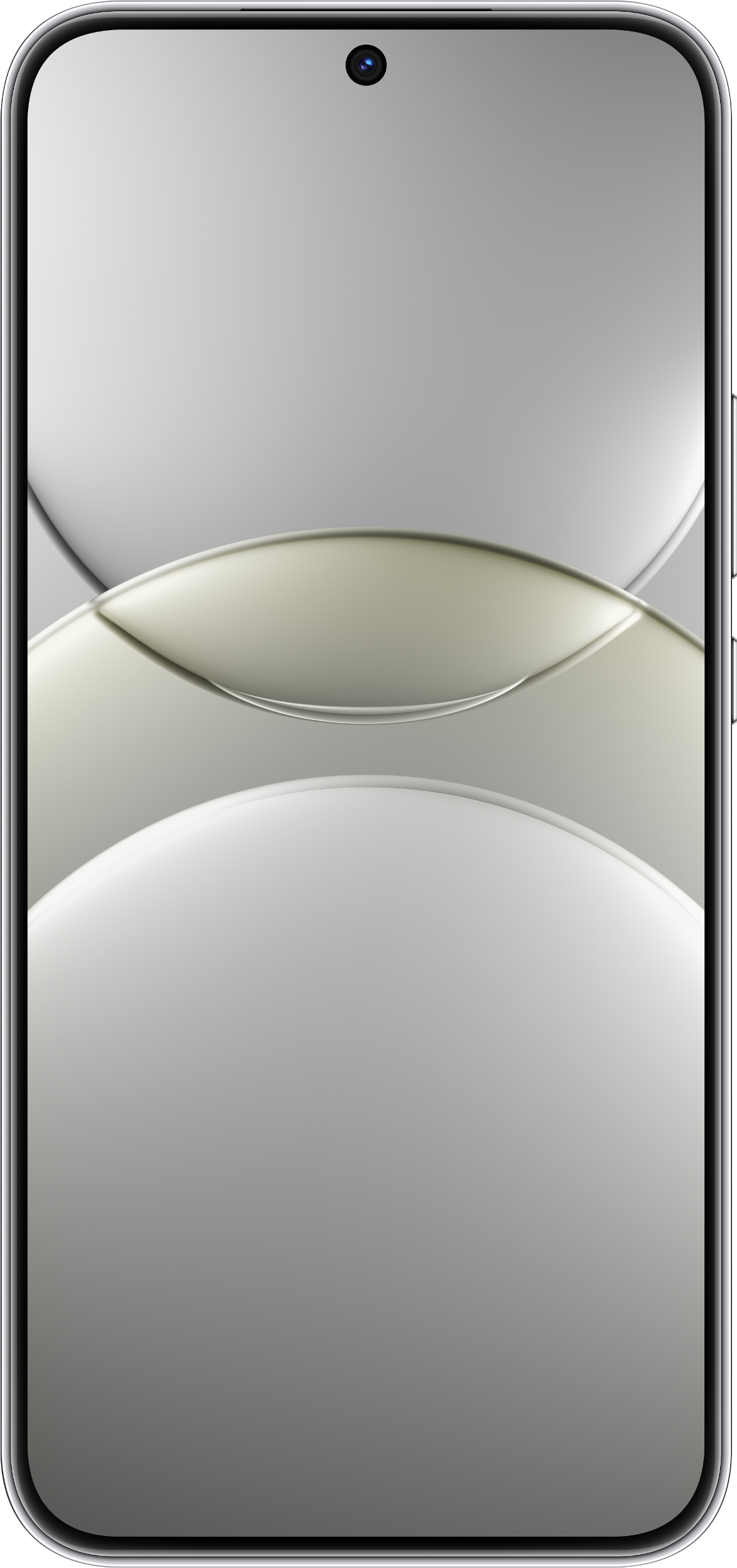 Srebrny telefon z aparatem na górze i gradientowym tłem.
