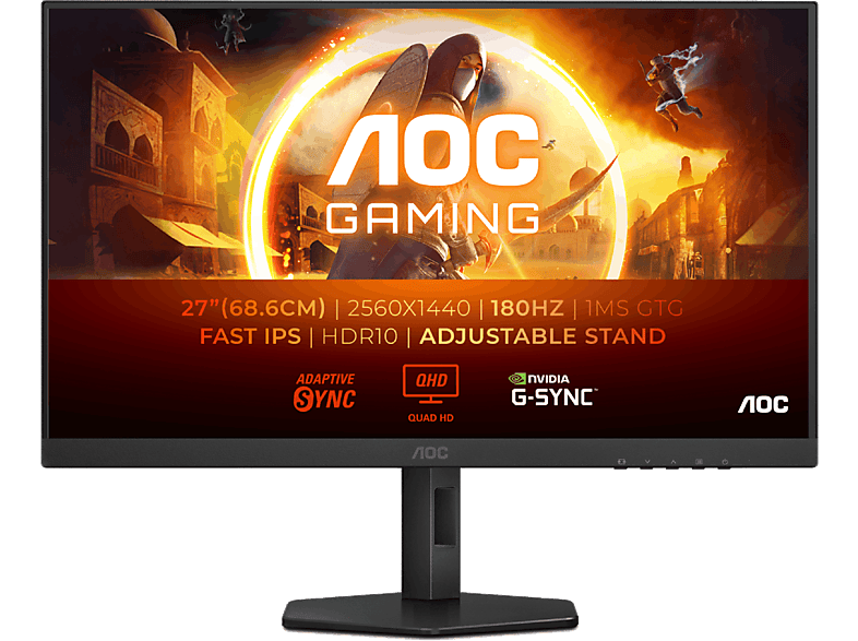 Monitor gaming - AOC Q27G4XF, 27" QHD, 180 Hz, 1 ms GtG, IPS, Adaptive Sync, Antibrillo