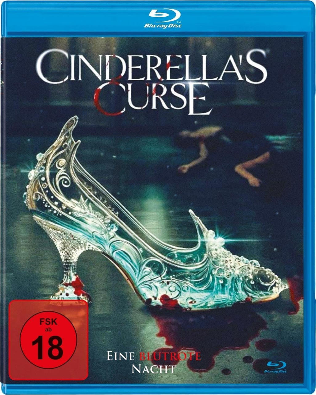 Blu-ray-Cover für 'Cinderella's Curse', das einen Glasschuh und eine Frau am Boden zeigt.