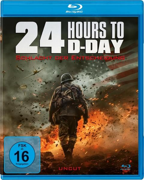 Blu-ray Cover: 24 Stunden bis D-Day. Soldat geht auf den Betrachter zu. Kriegsszene.