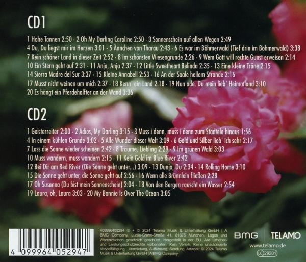 Rückseite einer CD mit Text und Titellisten.