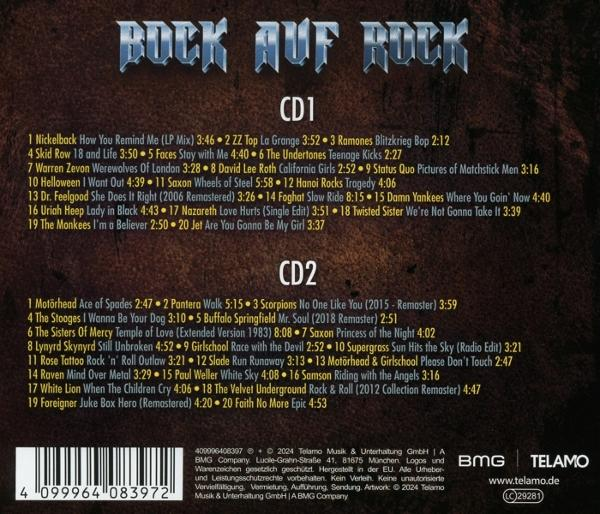CD-Rückseite mit Titelliste. Text auf Deutsch. CD1 und CD2 sind beschriftet.