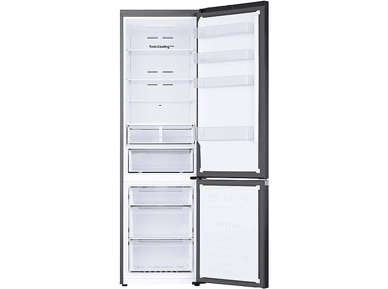 SAMSUNG RL 38 T 607 BB 1/EF Kühlgefrierkombination (B, 387 l, 2030 mm hoch, Premium Black Steel)