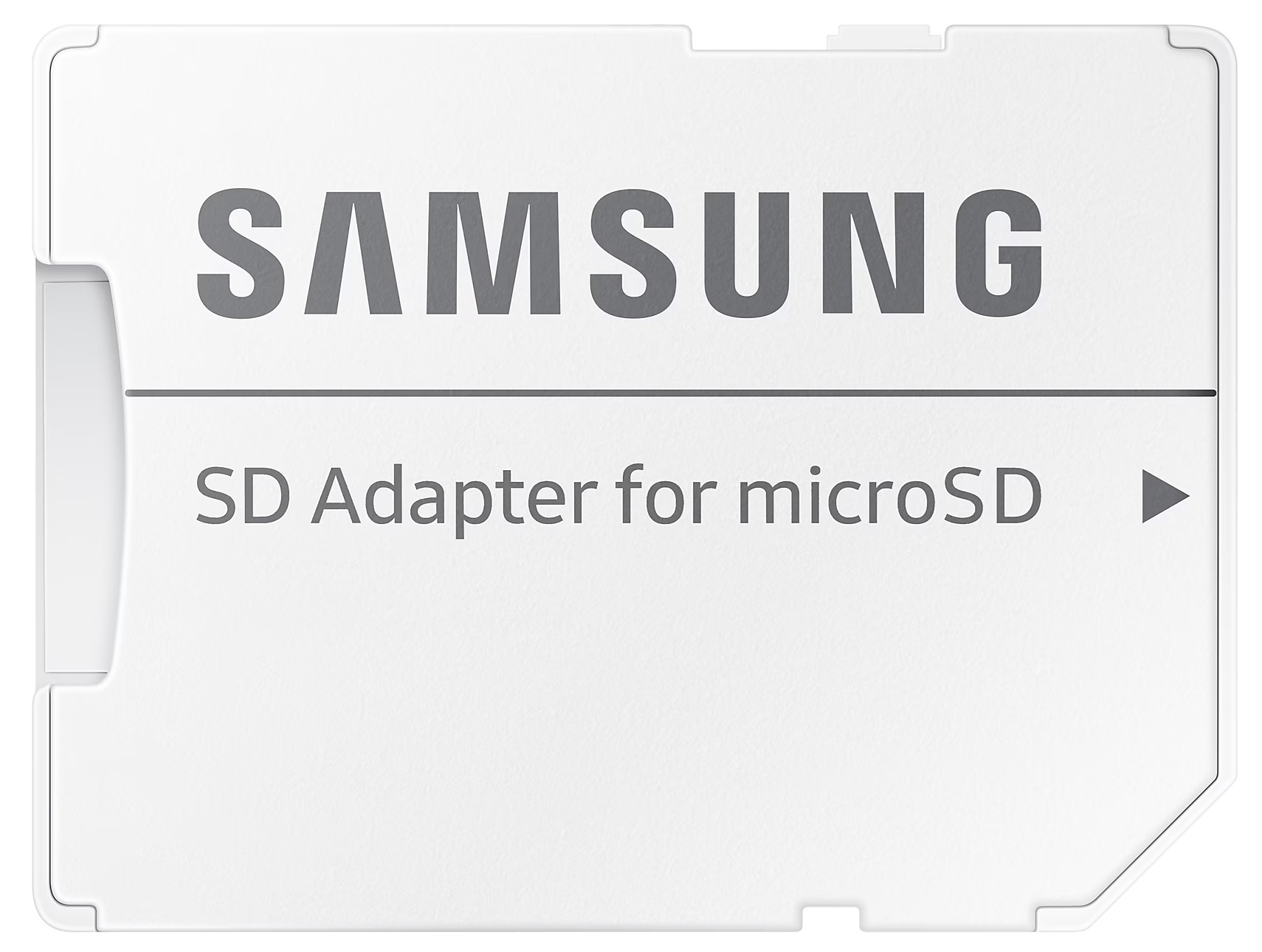 Biały adapter SD Samsung do kart microSD z logo Samsung.