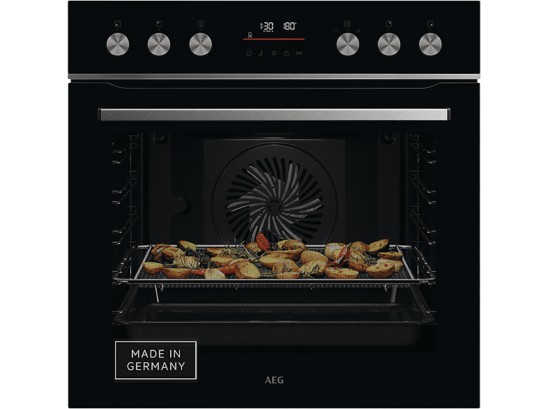 AEG OA5PE42AB 5000 SteamBake Herd mit Feuchtigkeitszugabe, Pyrolytische Selbstreinigung (71 l, Schwarz, 595 mm breit, A+)