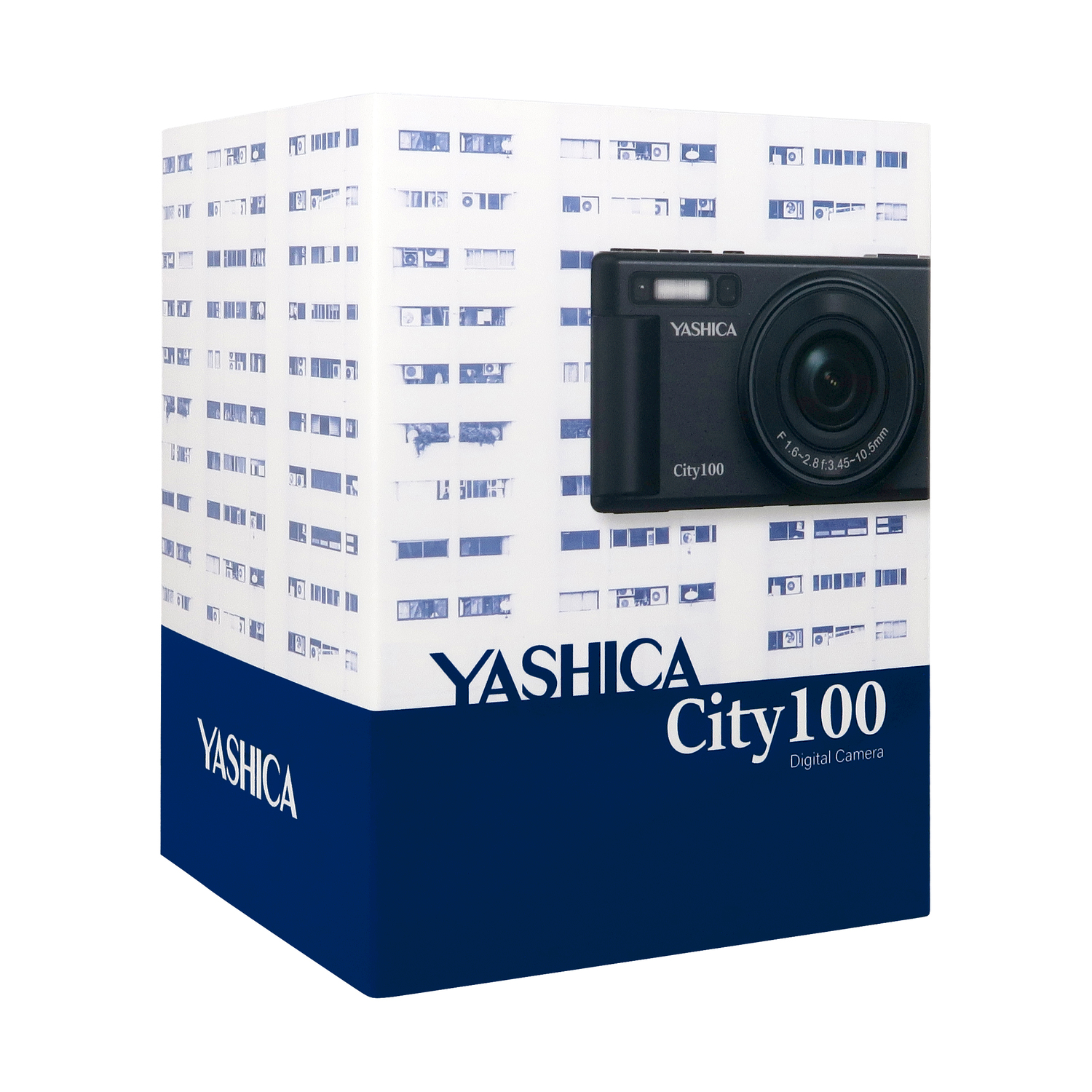 Una scatola per fotocamera con un'immagine della fotocamera YASHICA sul davanti.