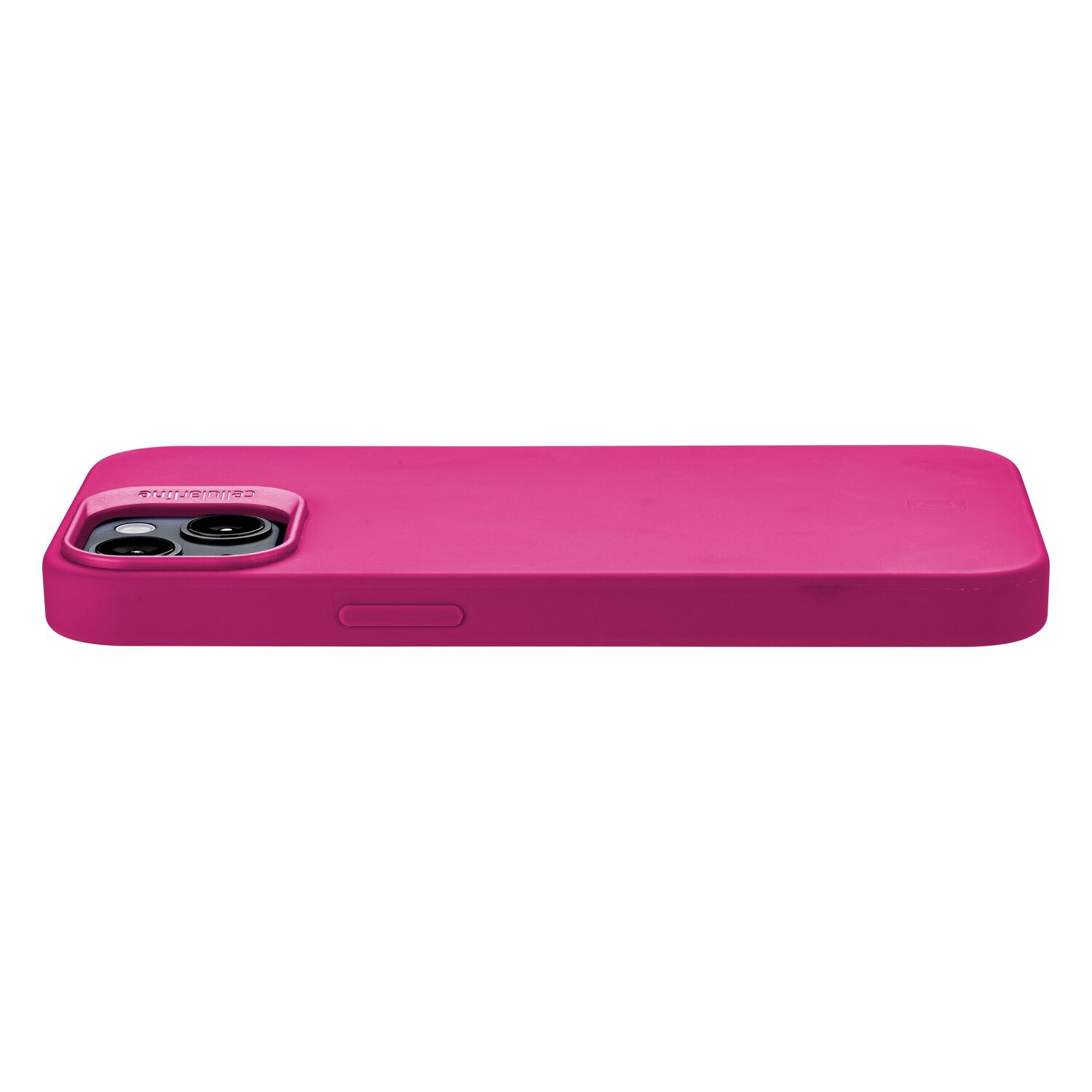 A pink phone case. It is a flat, rectangular case, seen from the side.