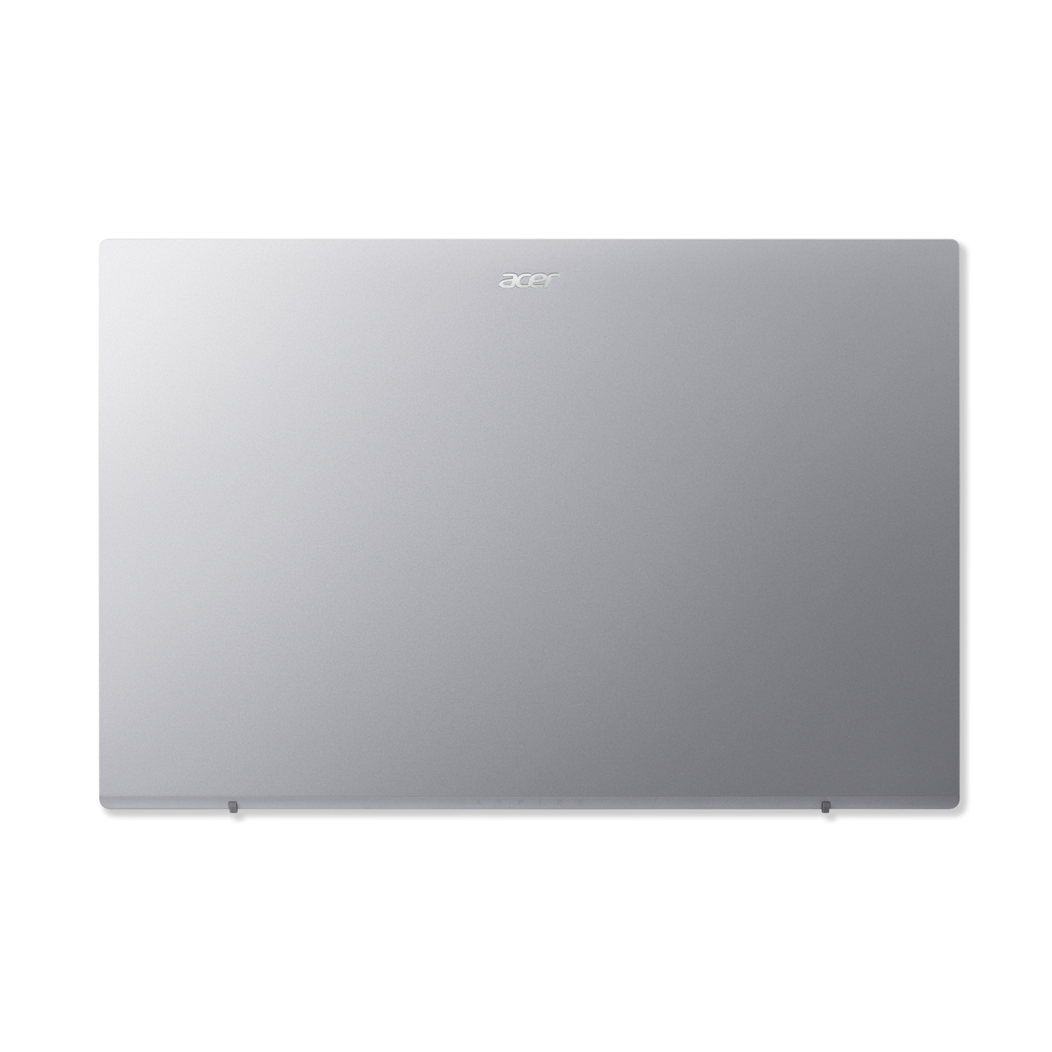 A close-up of the left and right sides of a silver Acer laptop.