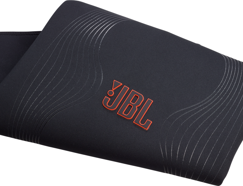 Schwarze Matte mit orangefarbenem JBL-Logo.