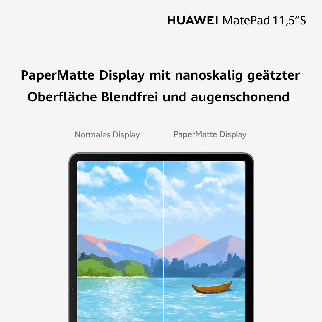 Ein Tablet-Bildschirm, der Wasser und Berge zeigt, mit Text.