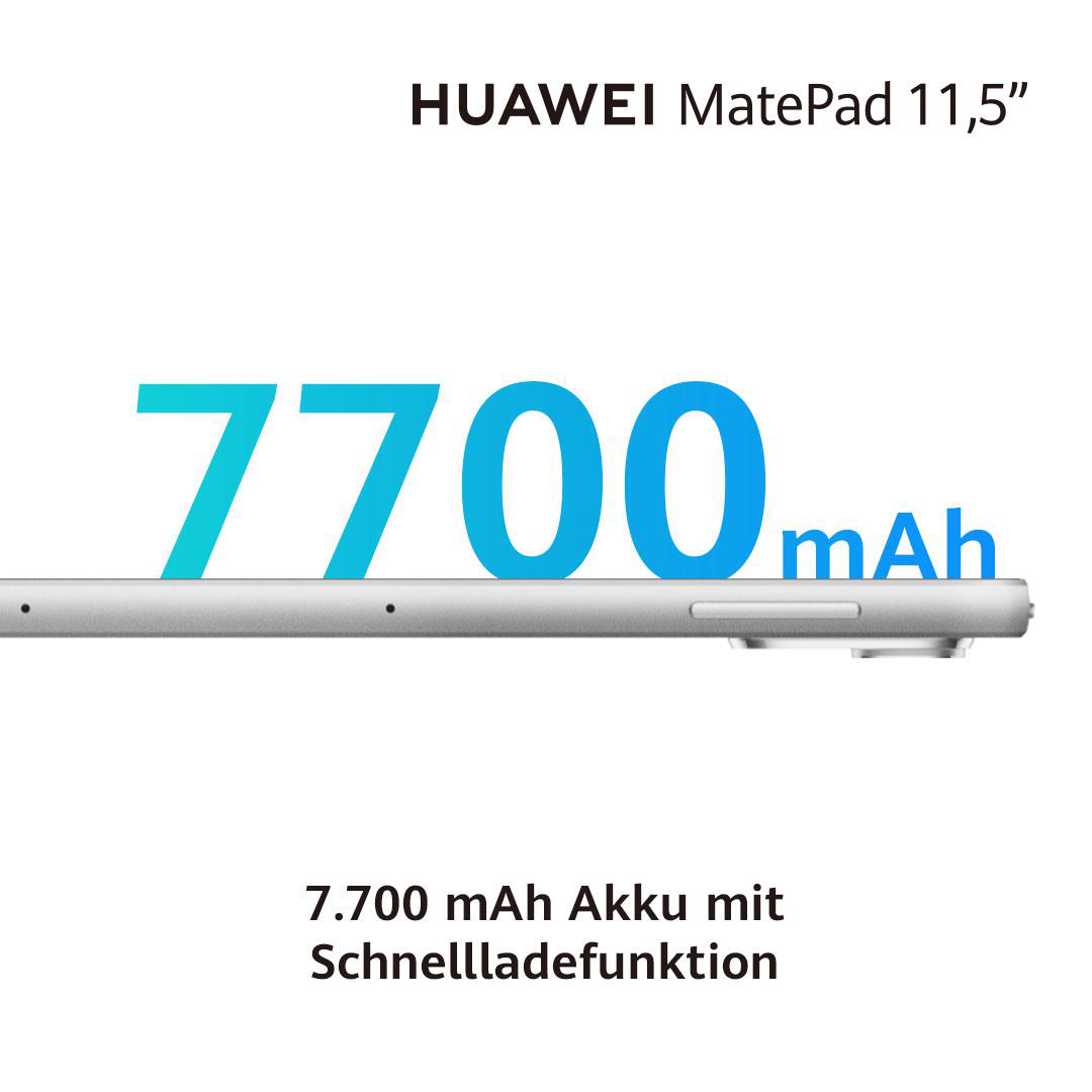 Ein Huawei MatePad-Tablet mit 7700 mAh Akku und Schnellladefunktion.