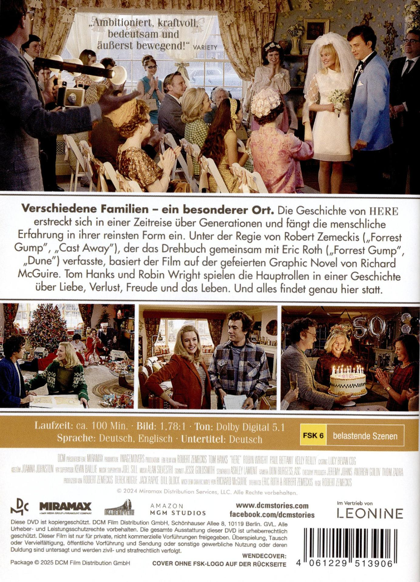 Filmcover mit verschiedenen Szenen. Eine Hochzeit und eine Versammlung sind gezeigt. Text auf Deutsch.