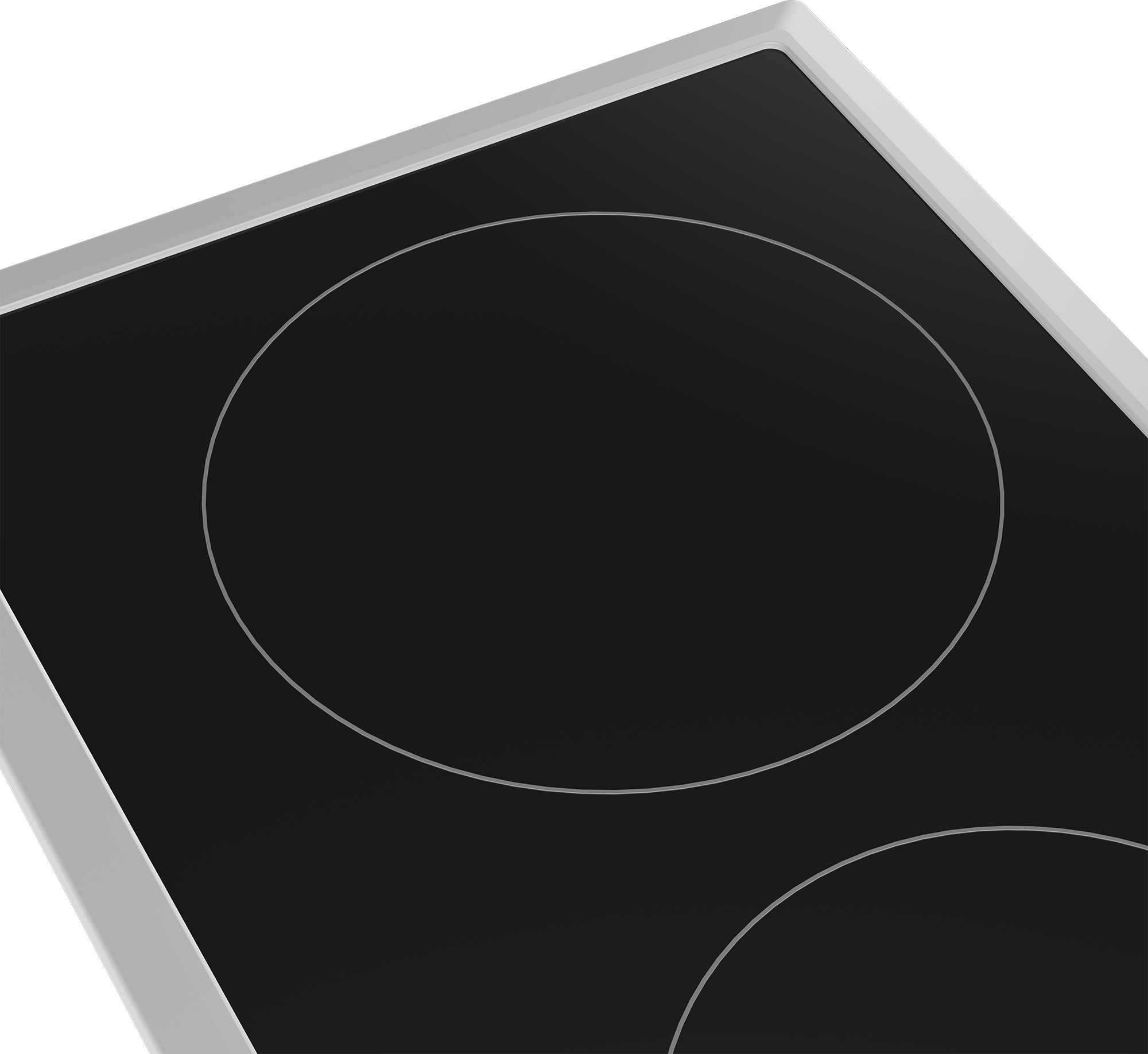 Zbliżenie czarnej płyty grzejnej z dwoma okrągłymi palnikami.