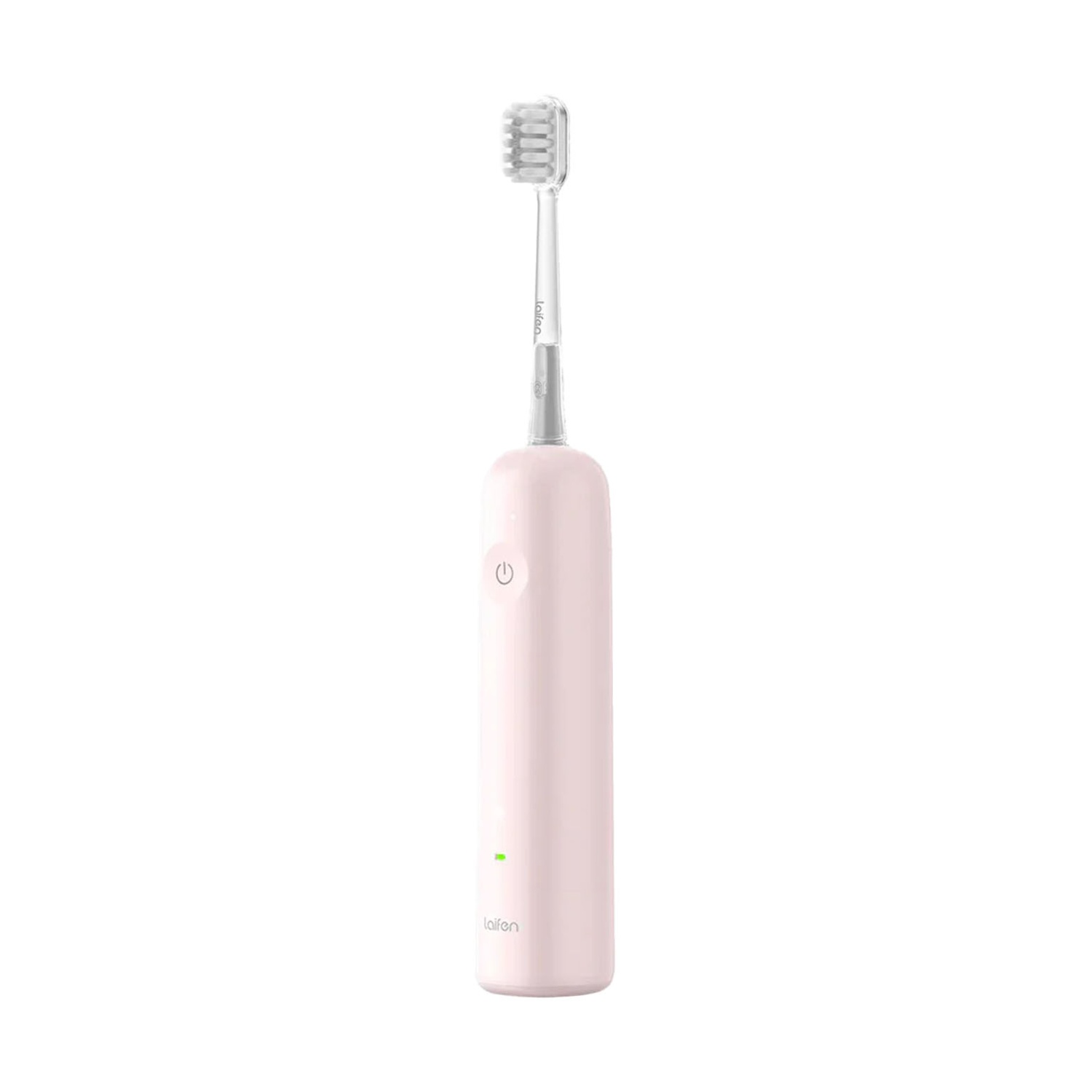 Spazzolino elettrico rosa su sfondo bianco.