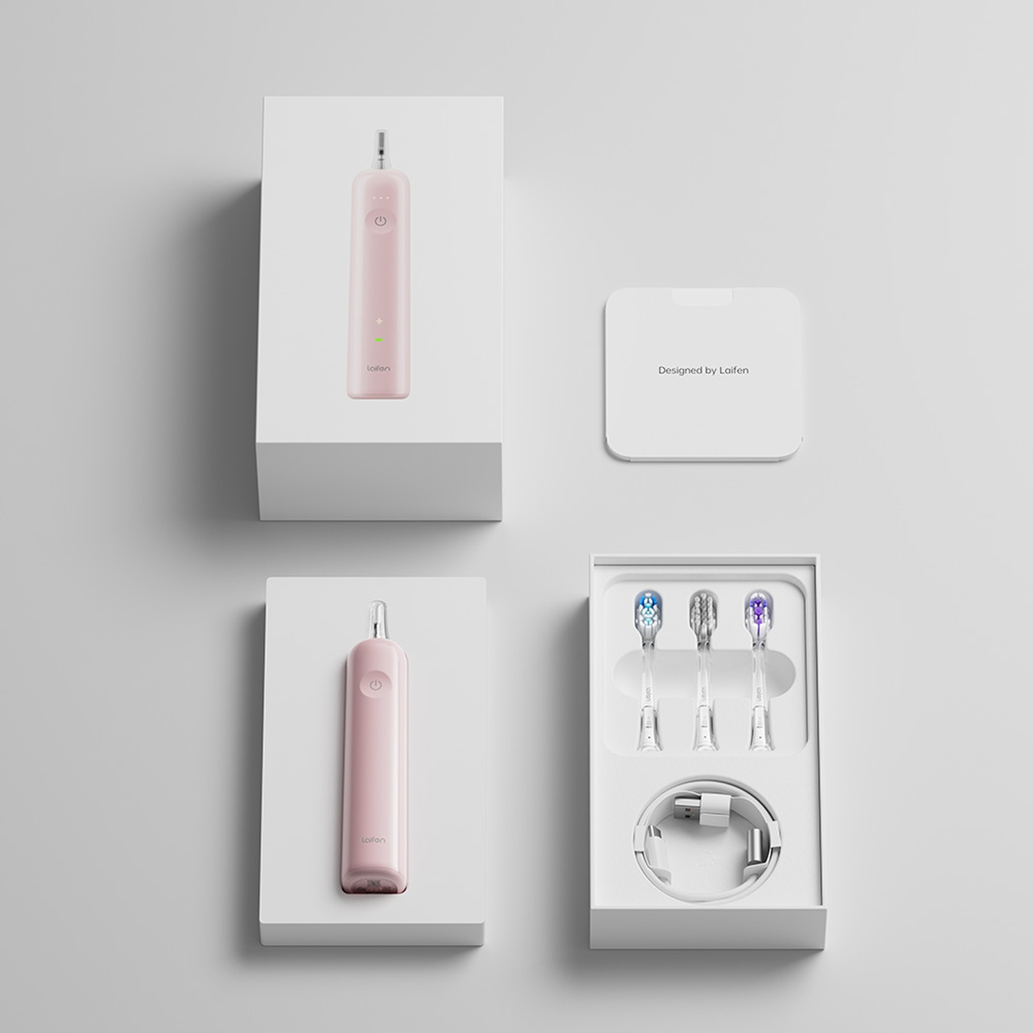 Uno spazzolino elettrico Loofen e accessori.