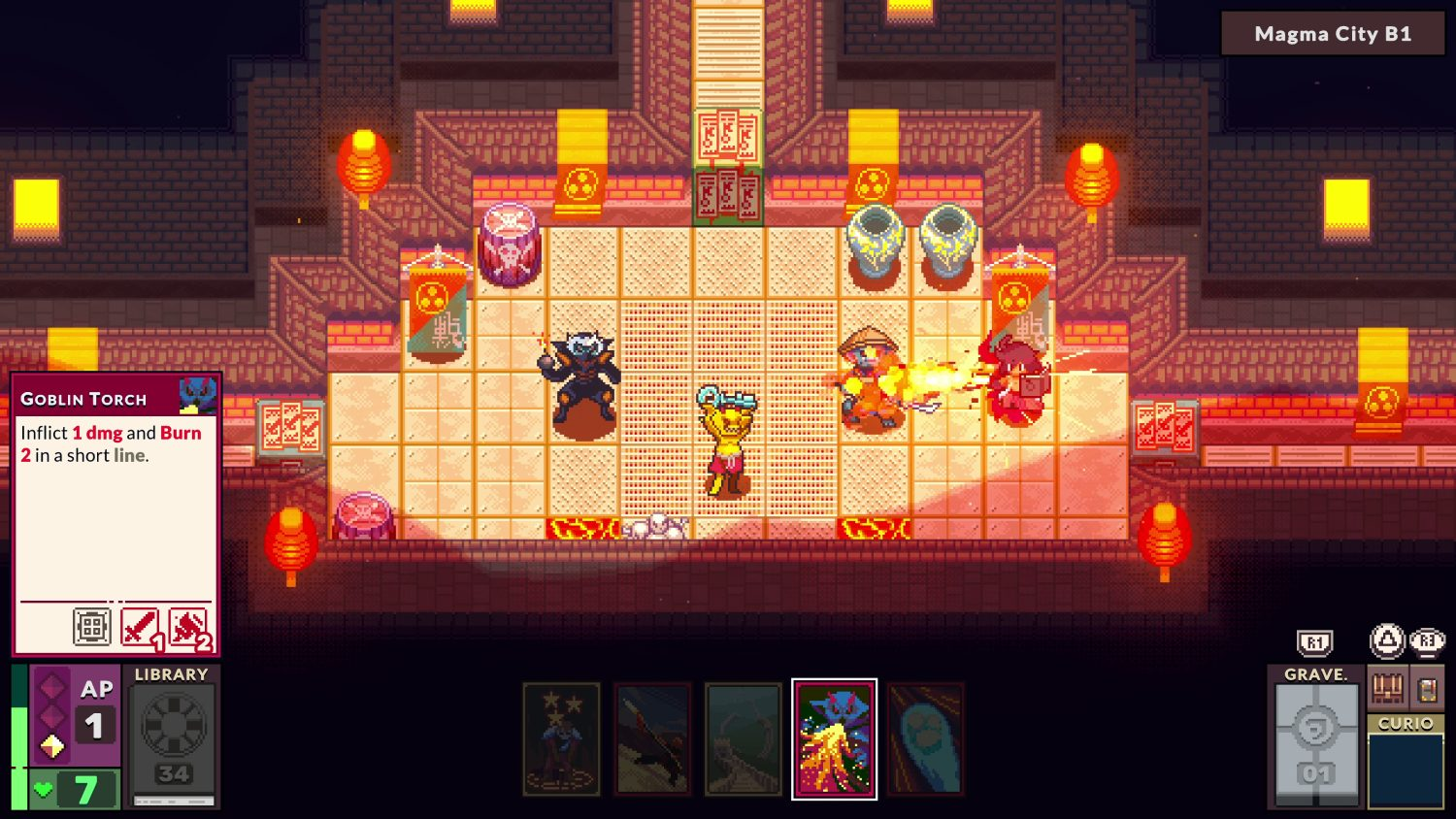 Escena de juego pixel art con personajes y cuadros de texto, en un entorno detallado y colorido.