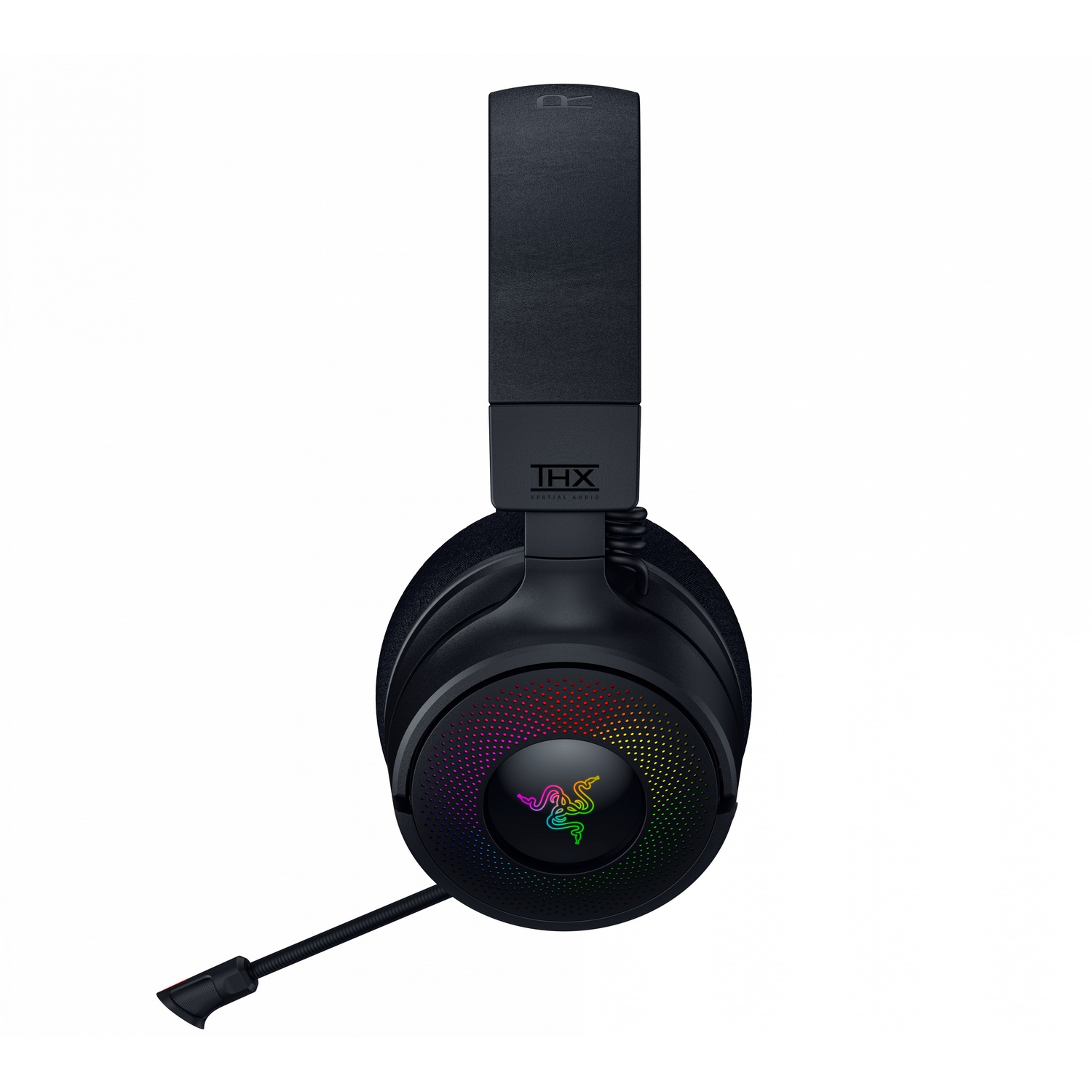 Casque de jeu noir avec éclairage RVB et microphone.