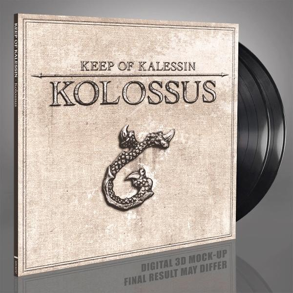 Bakelit lemez album borító strukturált háttérrel, ezüst emblémával és a "Kolossus" címmel.