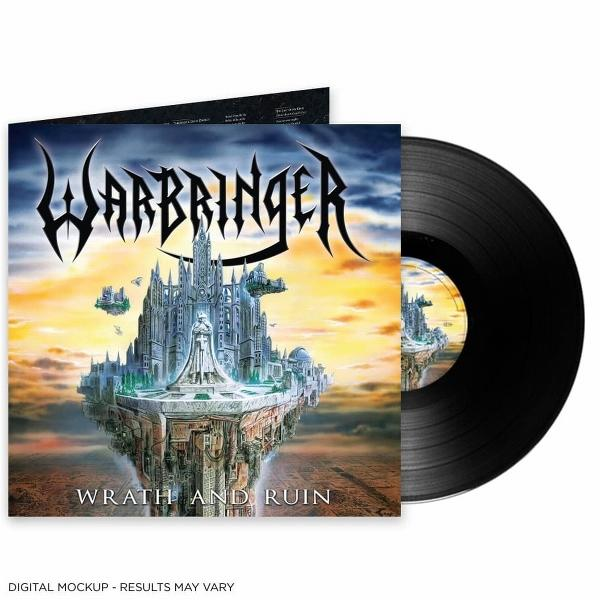 Vinyl-Schallplatte mit Albumcover. Das Albumcover hat den Bandnamen 'Warbringer' und den Titel 'Wrath and Ruin'.