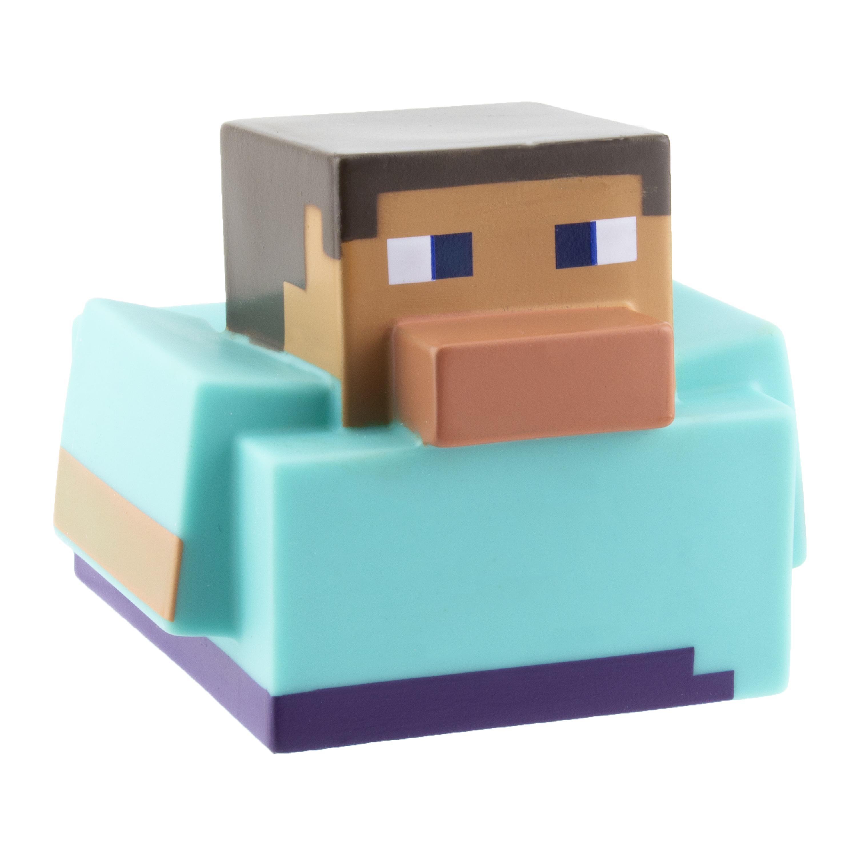 Eine Minecraft Steve-Figur mit einem würfelförmigen Kopf.