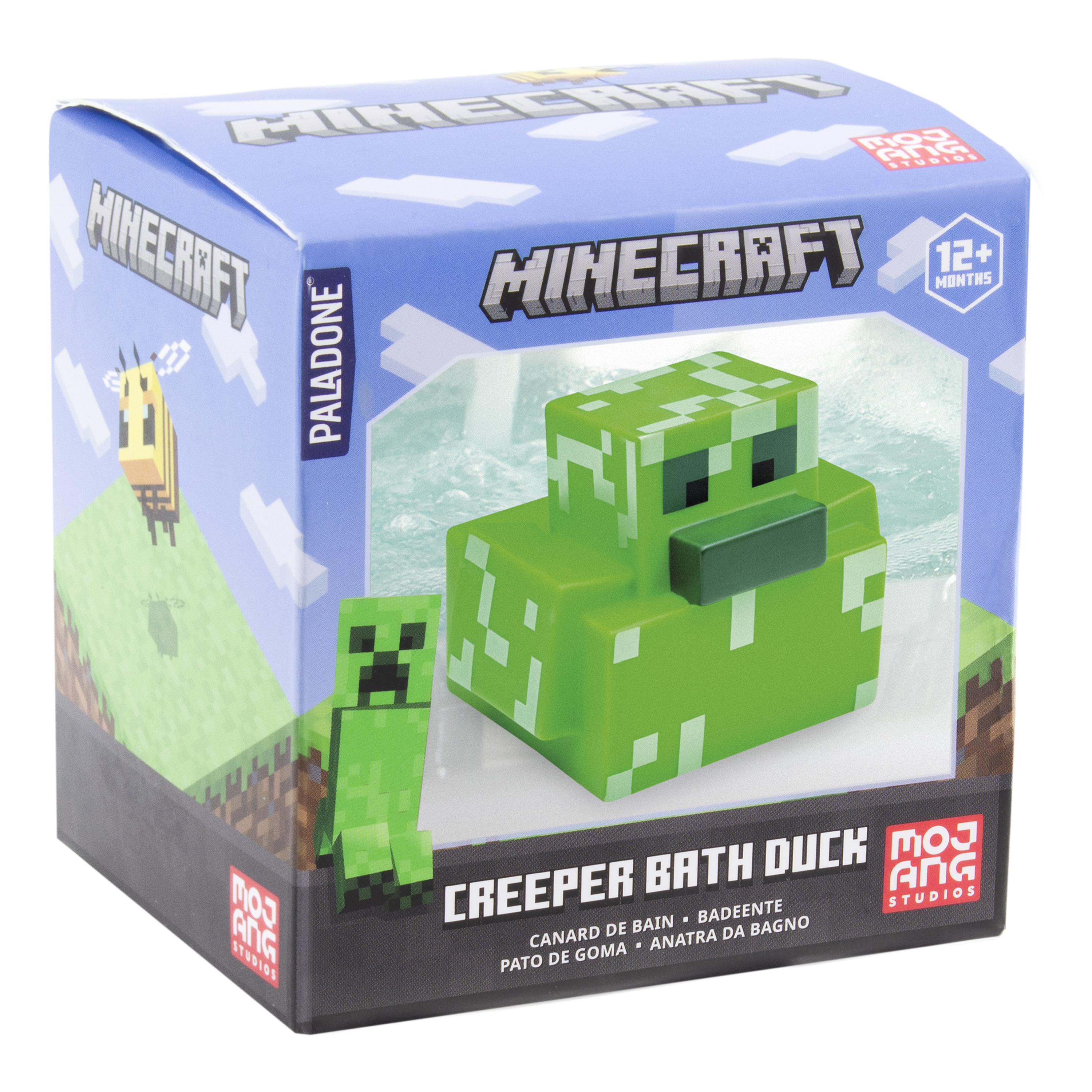 Eine Minecraft Creeper Badeente in einer Box.