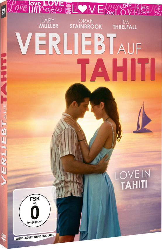 Filmcover: Paar umarmt sich am Strand. Titel: 'Verliebt auf Tahiti'. DVD-Hülle.
