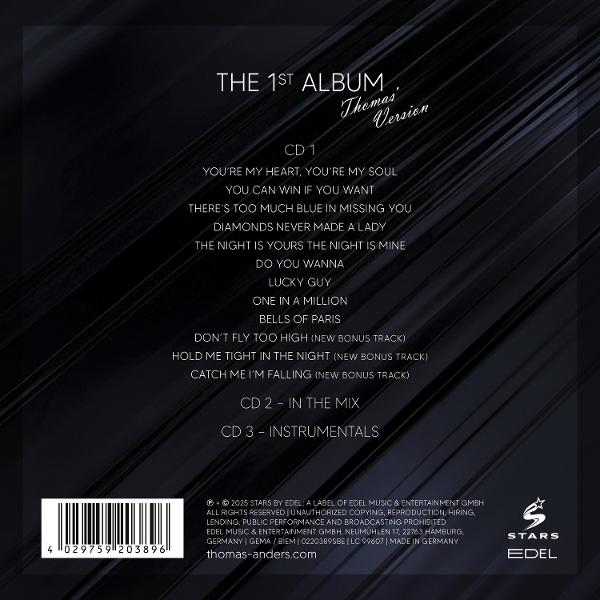 Die Rückseite einer CD mit dem Titel 'The 1st Album'. Listet Songs und Credits auf.