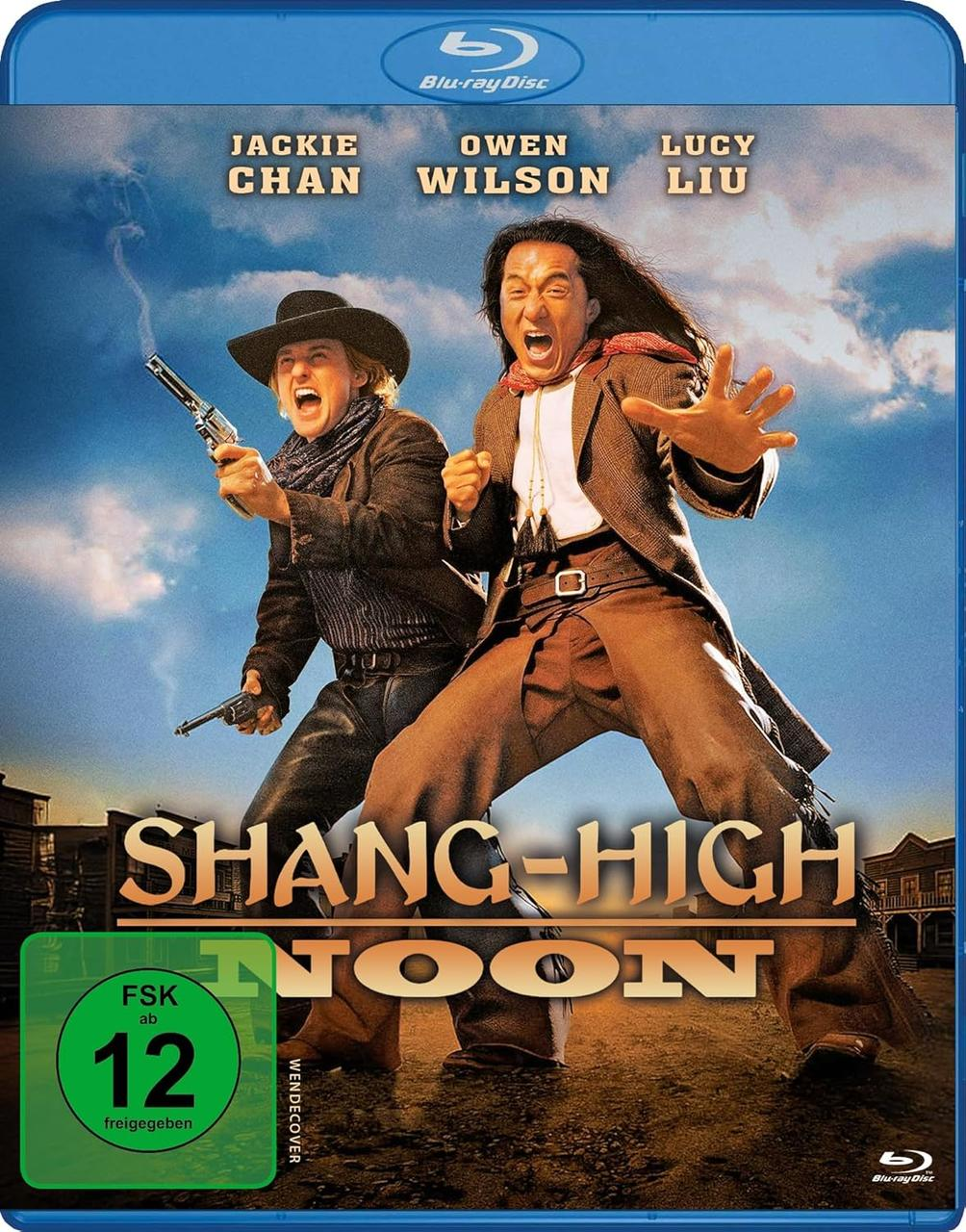 Filmcover von 'Shang-High Noon'. Jackie Chan und Owen Wilson in Cowboy-Kleidung. Blauer Himmel im Hintergrund.