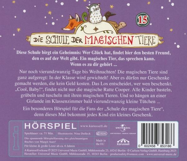 Buchcover von Die Schule der magischen Tiere, mit einer Cartoon-Eule und einem Fuchs.