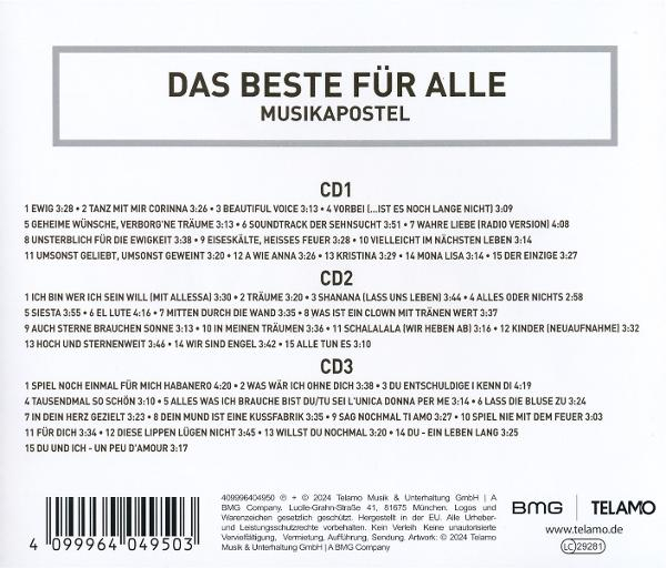 CD-Cover mit Titelliste. Titel: 'Das Beste für Alle'. Die Schrift ist weiß.