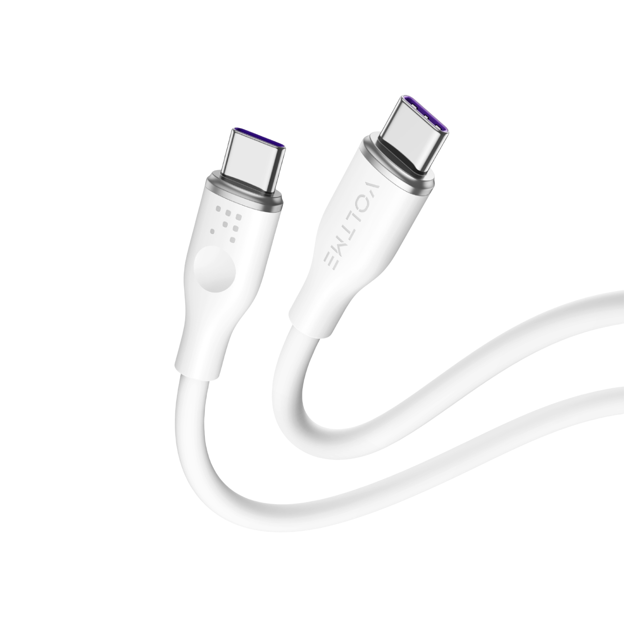 Siyah zemin üzerinde beyaz konektörlü beyaz USB-C kabloları.