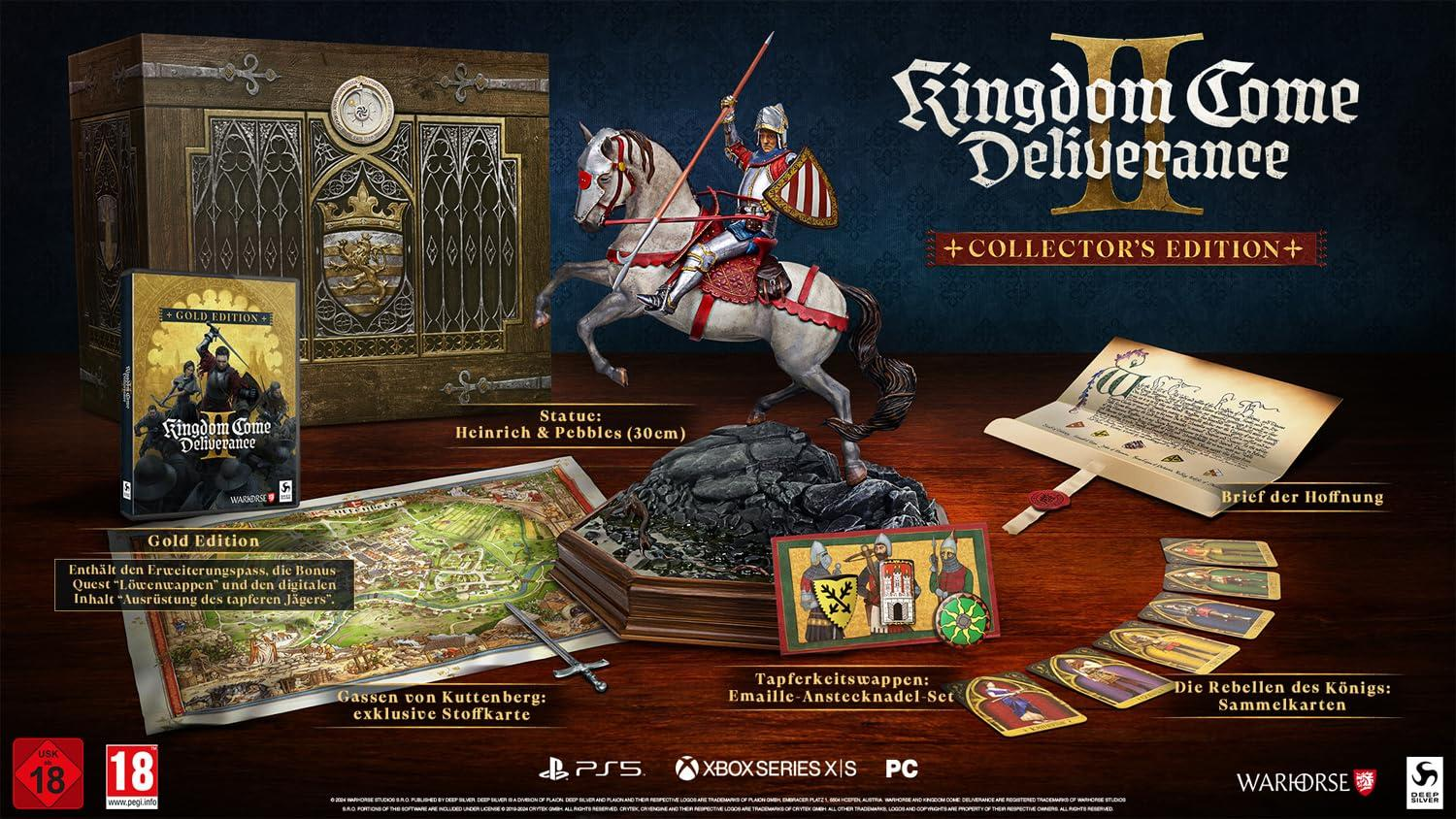 Kingdom Come Deliverance II Collector's Edition mit Statue, Karte und Spiel-Disc.