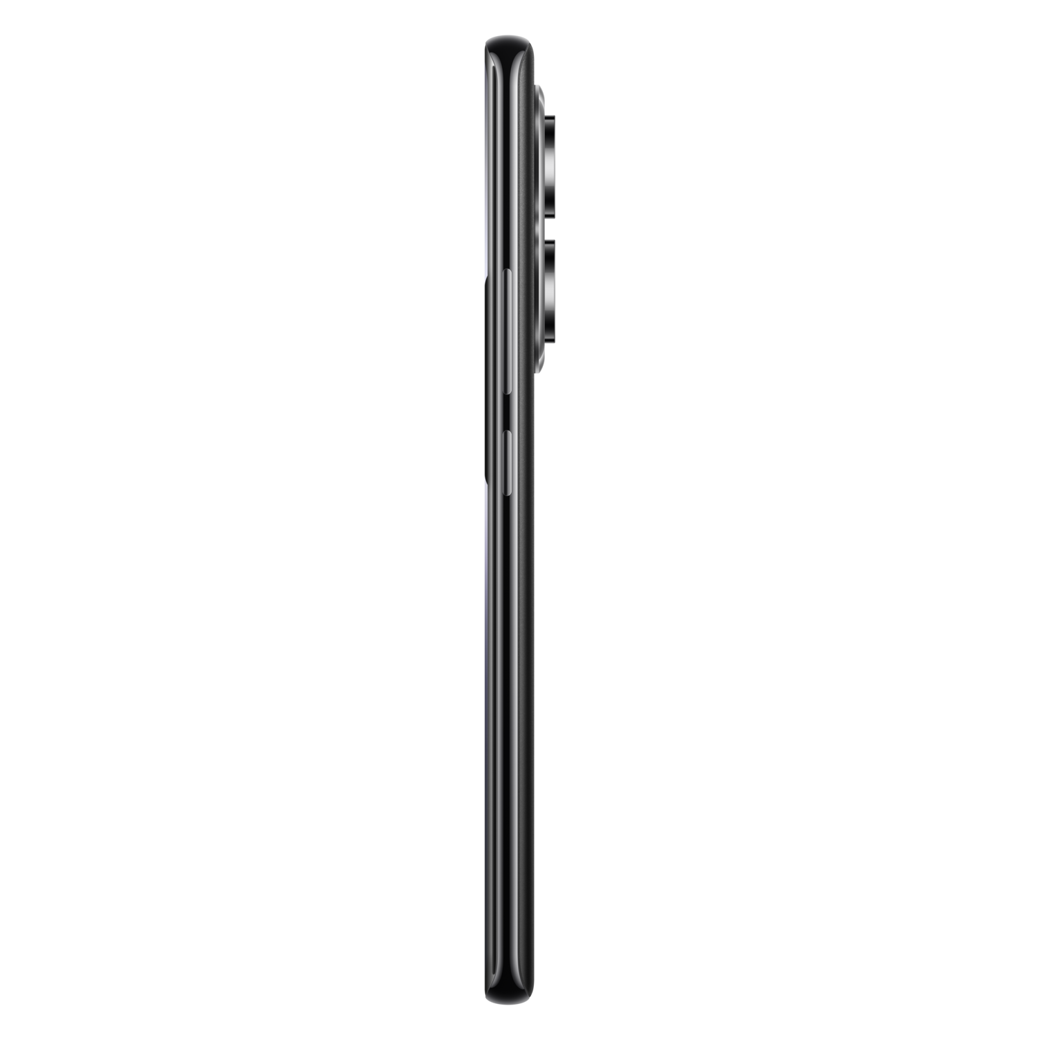 Black smartphone. Side view with the camera and buttons visible.