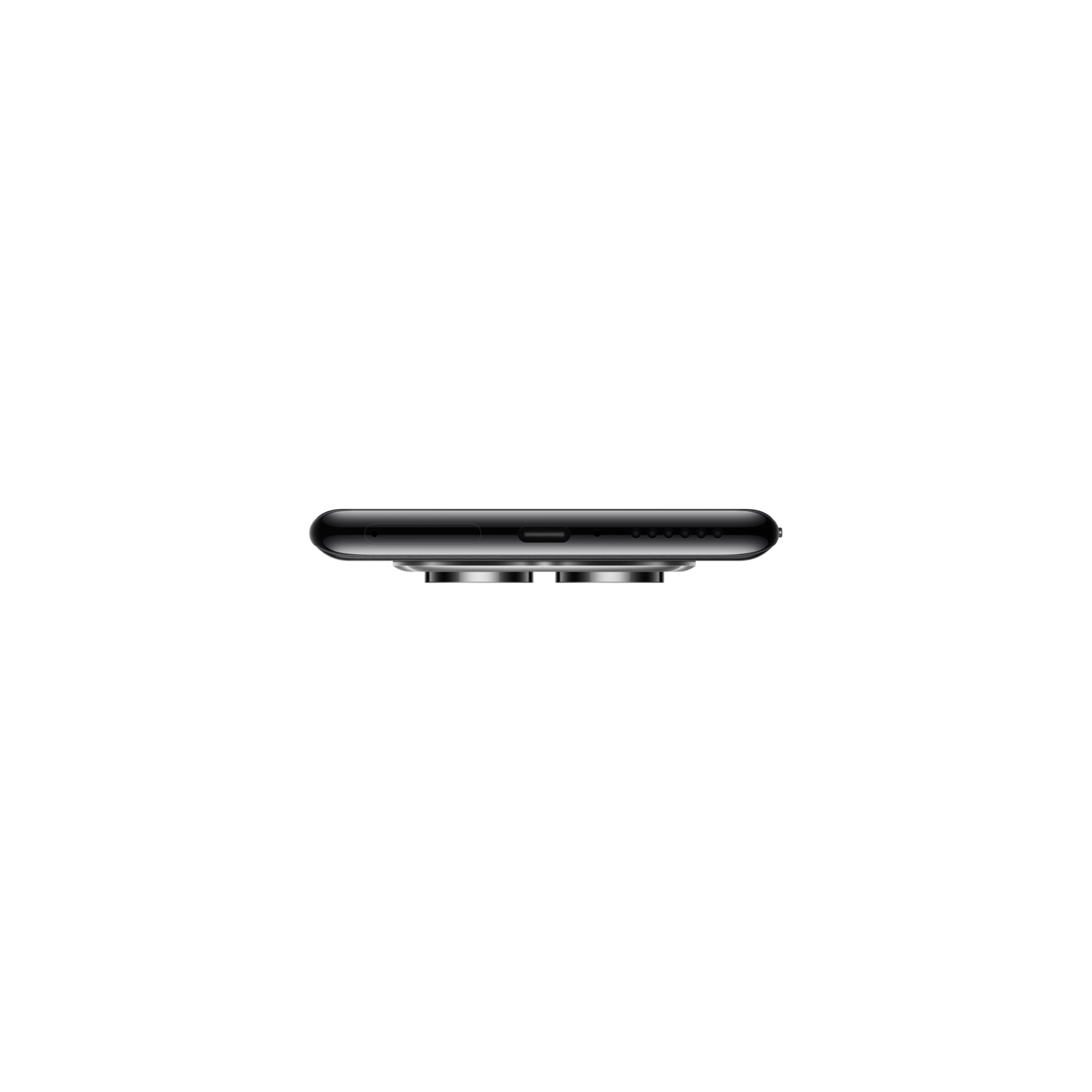 Smartphone bottom edge. Black background.